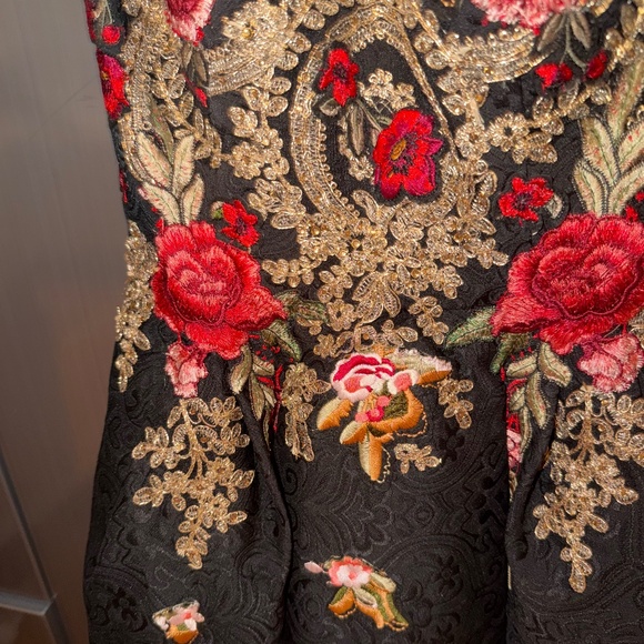 Mac Duggal Strapless Black Floral Embroidered Cocktail Dress - Picture 3 of 5